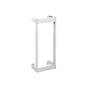 BUD INDUSTRIES open wall mount relay rack.Includes assembly and panel Hard- ware.EIA universal hole spacing.Natural finish aluminum. Rack depth is 12".