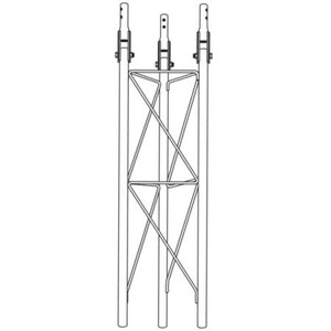 ROHN 3-ft 4-in short base section with hinged connections to the bottom of the final tower section. .