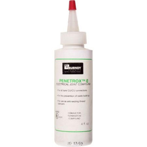 BURNDY "PENETROX E" oxide inhibiting joint compound.Copper granules suspended in a synthetic base that will work with rubber/polyethylene insulators. 4 oz.