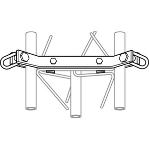 ROHN 25G guy bracket used to enable attachment of guy wires to tower sections. Can be used with the optional torque bars (63310).