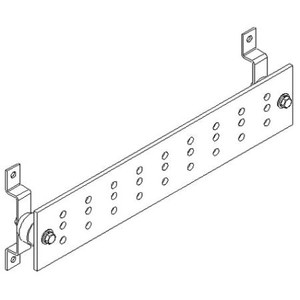 HARGER 1/4" thick x 4" W x 20" L ground bar w/ insulators & brackets. 48 holes like pattern "C" (7/16" diameter), only they are spaced 1" apart horiz.