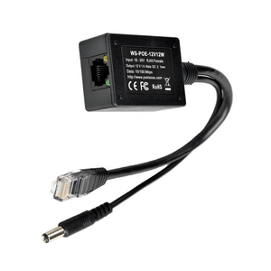 Inline Mode B PoE Splitter with 12 Volt 12 Watt Output and Divided 10/100 Data Capability