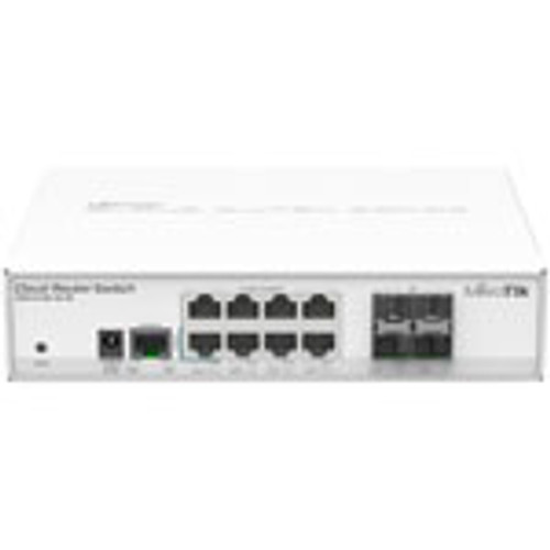 Cloud Router Switch 112-8G-4S-IN with QCA8511 400MHz CPU, 128MB RAM, 8x Gigabit LAN, 4x SFP, RouterOS L5, desktop case, PSU. Sale price while supplies last