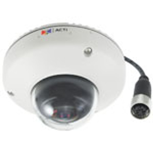 5MP Outdoor Mini Fisheye Dome Camera with Basic WDR, M12 connector, Fixed Lens, f1.19mm/F2.0, H.264, DNR, MicroSDHC/MicroSDXC, PoE, IP66, IK10, EN50155