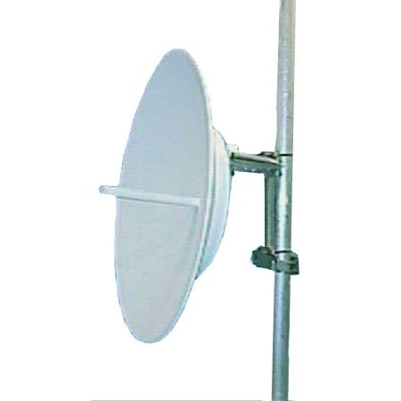 RADIOWAVES 2.4-2.5 & 5.725-5.850 GHz 4' diameter parbolic antenna. 27/34.6 dBi gain @ 2.4/5.725 GHz. Single polarized. N female connector.