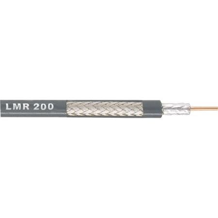 TIMES MICROWAVE LMR200 cable. 3/16" O.D. 50 ohms. Stranded outer, copper- clad aluminum center conductor. Fire retardant jacket. UL. CATVR/CL listed.