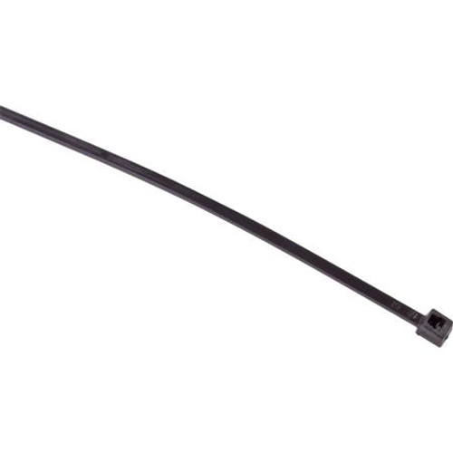 TYTON nylon 8" x 3/16" black cable ties, regular length. Maximum bundle diameter of 1 3/4", bulk packaged. NO MOUNTING HOLES.