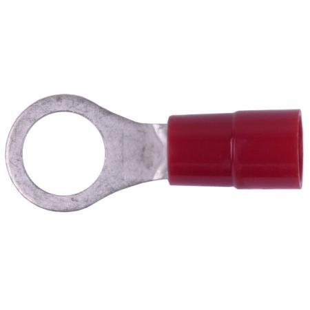 HAINES PRODUCTS vinyl insulated ring terminals. 8 gauge wire and 3/8" stud or screw. Butted seam. 25 pack.