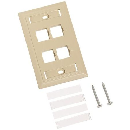 COMMSCOPE L Type Flush Mounted Faceplate, four port ivory .