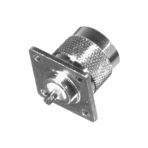 RF INDUSTIRES N male connector, 4-hole panel mount, solder cup, 11 GHz. .