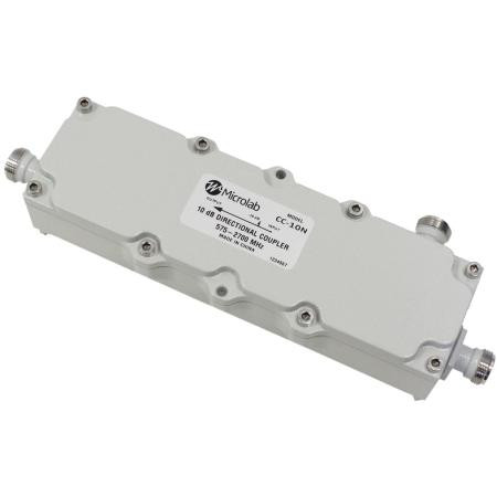 MICROLAB 575-2700 MHz 10dB directional coupler. 300 watt. -161dBc PIM rated. 20dB isolation. 0.45dB coupled loss. IP67 rated. N female term.