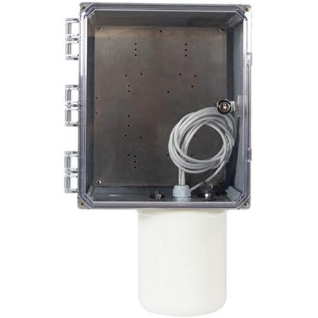 SKU V12106KC-ODO4S-T | VENTEV 12X10X6 Polycarbonate Enclosure. With Clear Door, Key Lock, Mounting Feet & 4-Lead Outdoor Omni w/ RPSMA Male leads. Includes T-Bar Mounting Plate.