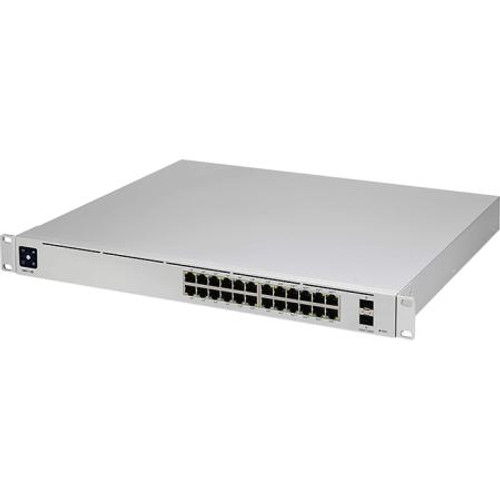 UBIQUITI 24-port switch with(16) 802.3at PoE+ ports, (8) 802.3bt PoE++ ports, and (2) 10 GB SFP+ ports. Powerful second-generation UniFi switching.