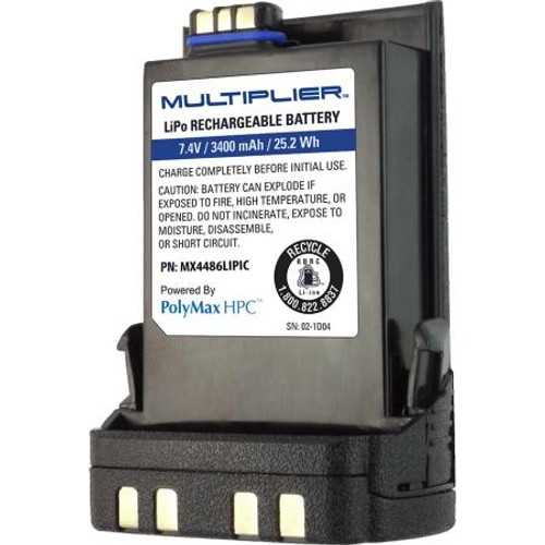 MULTIPLIER BATTERY FOR MOTOROLA APX6000 - 7.4V / 3400 mAh / 22.2 Wh / Li-Ion. Smart battery. Japanese cells. .