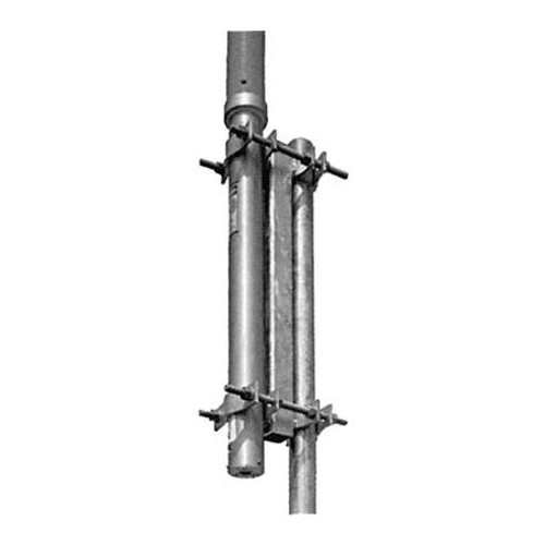 DBSPECTRA no torsion mounting antenna clamp utilizes three clamps on a galvanized steel tube to mount antennas to round tower members.