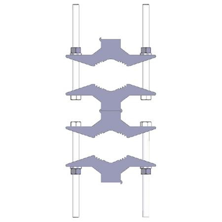 SINCLAIR 90 degree pipe to pipe clamp. Intersects 2.8-4.5" pipe to a 2.7-4.5" pipe. Single unit. Used on the SRL229-HD-T4816-BLK antenna
