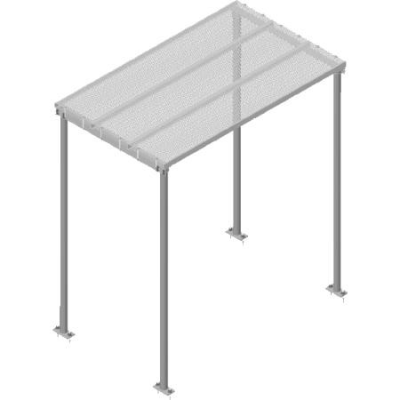 COMMSCOPE 6ft x 10ft ice canopy with four 10 ft 6 in legs in base shoe pipes Includes hold-down clamps, legs, and safety grating. Galvanized steel