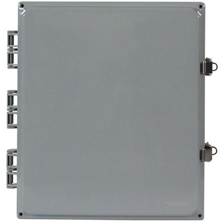 SKU V14126LO-CG-T | Ventev 14X12X6 Enclosure Incl Solid Door, Back Panel, mounting feet, cover screw, back plate screws, Latch Locks, and cord grip. Includes T-Bar Mount.