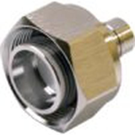 Ventev connector for 50 ohm 4.3/10 Mini DIN Male for RG142 and 195 coax, gold male pin, hex nut .