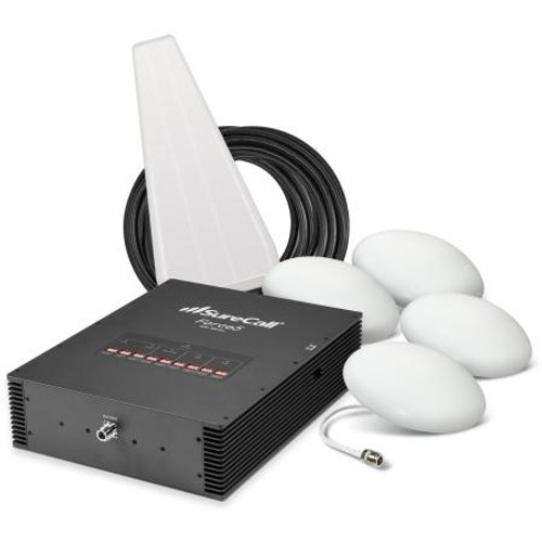 SURECALL Force5 2.0 booster kit. Includes a yagi donor antenna and four ultra thin dome coverage antennas. 30' and (5) 75' SC-400 cables included.