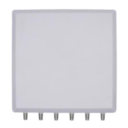 SKU M6060060P1D63600W | TERRAWAVE 2.4/5/6 GHz 6dBi Plug & Flush Mounted MIMO Wide Beamwidth Patch Antenna with 6 Connector Ports. Includes 10" Strong Arm Mount
