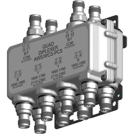KAELUS Quad Diplexer AWS/WCS-PCS No DC Designed for multi-band, co-located sites and is for outdoor or indoor. 4x4 MIMO LTE ready.