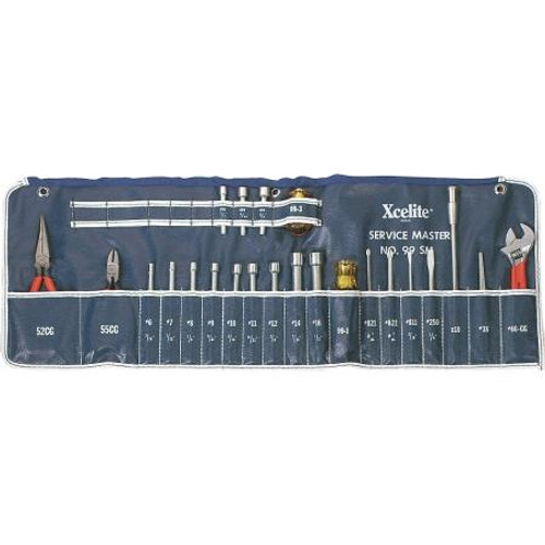 XCELITE Service Kit. 23 pc 99-Series kit includes: handles; interchangeable screwdriver blades, nutdriver blades, reamer, extension, pliers, wrench & Roll
