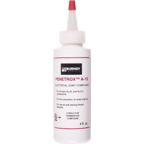 BURNDY "PENETROX A13" oxide-inhibiting joint compound. Zinc particles supended in a synthetic base that will work with rubber/polyethylene insulators. 4 oz