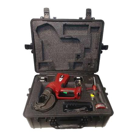 Combo kit Includes: PAT750 12-Ton C-Head Crimper, PATCUT1500CU/AL Rathchet Cutter (2) 3.0Ah 18V Li-ion Batteries, 120V AC Charger.
