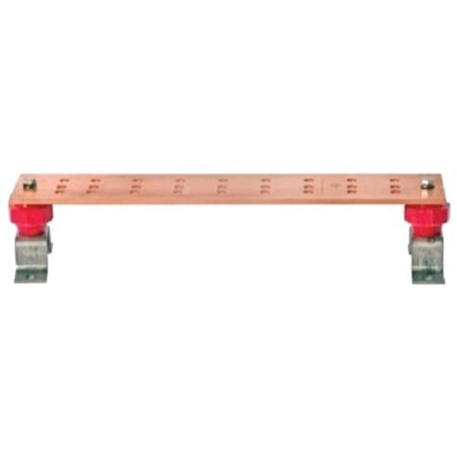 AMERESCO 1/4" x 4" x 20" Copper Ground Bar with 27 holes, 2 Stainless Steel Mounting Brackets and 4 Stainless Steel Assembly Bolts and Lock Washer.