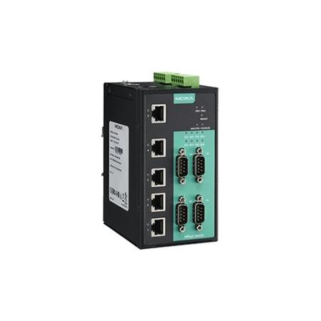 MOXA 4 RS-232/422/485 ports, 5 10/100M Ethernet ports, 2KV Isolation Protection, 12-48 VDC, 0 to 60C