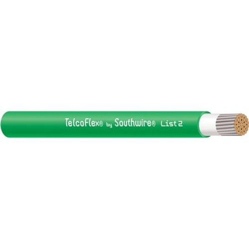 SOUTHWIRE TelcoFlex II Central Office Power Cable, 2/0 AWG, Single Conductor, Class 1 Flexible Strand Without Braid, LSZH, 600 Volts, Green