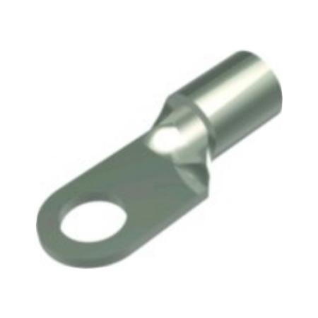 BURNDY Non-Insulated Brazed Short Barrel Copper Compression Lug, # 8 , .83 in Length Ring Tongue.