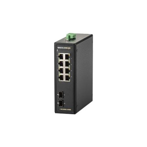 SIGNAMAX I-100 RJ-45 , 8-10/100/1000 Port Industrial Gigabit Switch with 2 Gigabit SFP Ports.