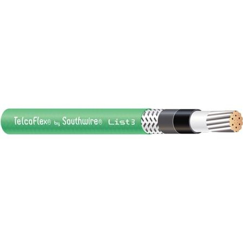 SOUTHWIRE TelcoFlex III Central Office Power Cable, 2 AWG, Single Conductor, Class B Strand with Braid, LSZH, 600 Volts, Green