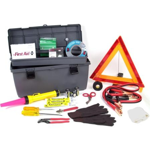 TESSCO, Deluxe Highway Safety Kit. Everything that you need packed in a convenient polymer tool box. 16 Items for a roadside emergency.