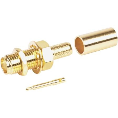 VENTEV RPSMA Bulkhead Female for 195 Cable. Includes Soldered Male Center Pin. Designed for Bulkhead 1/4" holes.