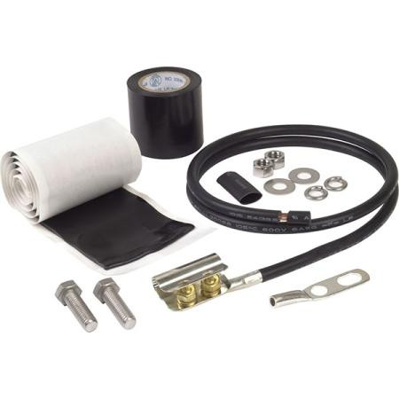 TIMES Standard Grounding kit for LMR-400 w/ 36" lead, both 1/4" & 3/8" field attach universal lugs and weatherproofin Tinned copper strap. ROHS Compliant.