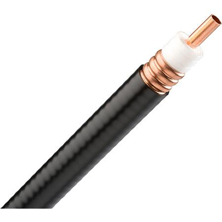 COMMSCOPE AVA6-50 1 1/4" foam cable. 50 ohm, corrugated copper outer conductor, corrugated copper tube inner conductor. Fire retardant polyolefin jacket.