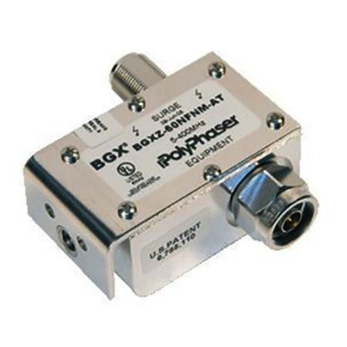 POLYPHASER 1.75-400 MHz coax protector to be used when DC is required to pass in route to powering shelter-based equip. -60VDC. N/F - N/M.