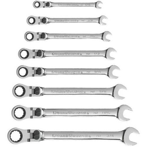 GEARWRENCH 8pc XL Locking Flex Combination Ratcheting Wrench Set SAE. 5/16-3/4