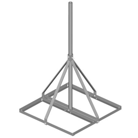 COMMSCOPE Non-Penetrating Roof Mount. Lightweight, simple design. 1.9" OD pipe supports 1 antenna. 35" square base. Hot dip galvanized.