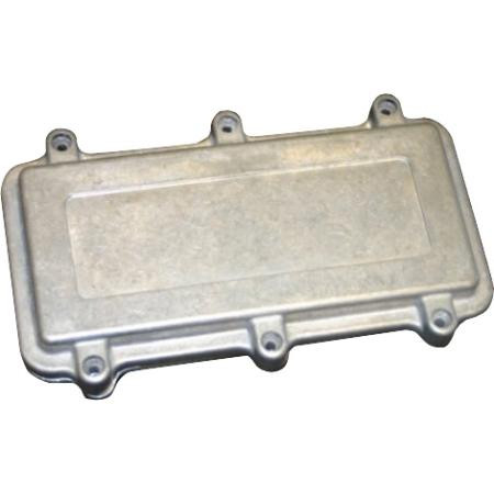 BUD INDUSTRIES die cast aluminum NEMA box with EMI/RFI shielding. Natural finish, captive M4 screws, external dimensions 7.87" x 5.91" x 1.97".