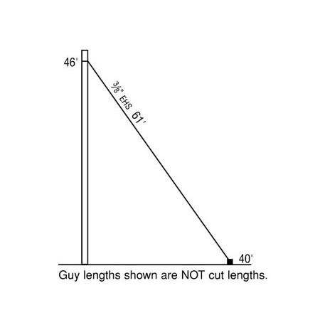 SABRE 50-ft 1800 TLWD guyed tower kit. Includes complete tower steel and hard- ware, complete guying system, anchor shafts and normal soil foundation design