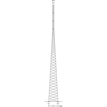 SABRE S3TL Series VL 210ft Self- Supporting tower kit for use in areas with 80mph basic wind speed. Three tubular steel legs, angle-braced.
