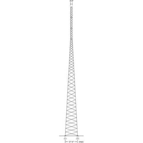 SABRE S3TL Series VL 210ft Self- Supporting tower kit for use in areas with 90mph basic wind speed. Three tubular steel legs, angle-braced.