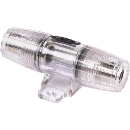 TESSCO Platinum AGU Fuseholder, with base. Clear Acrylic cover, waterproof. Will accept 4 gauge or 8 gauge wire on either end Rated: 30 amps