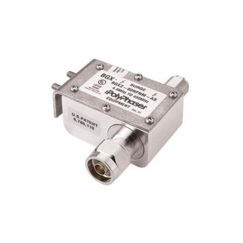 POLYPHASER 5-400 MHz coax protector to be used when DC is required to pass in route to powering shelter-based equip. -60 VDC. N/F - N/M.