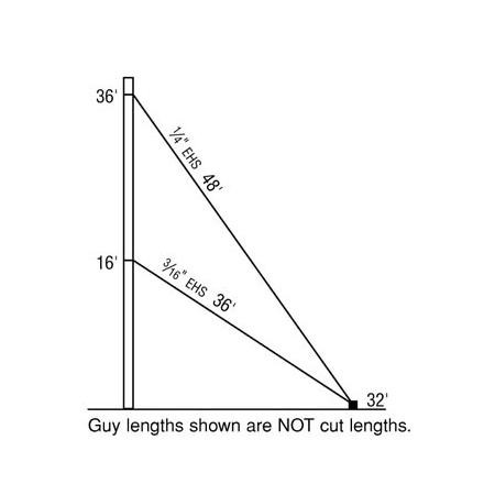 SABRE 40-ft 1200 TLWD guyed tower kit. Includes complete tower steel and hard- ware, complete guying system, anchor shafts and normal soil foundation design
