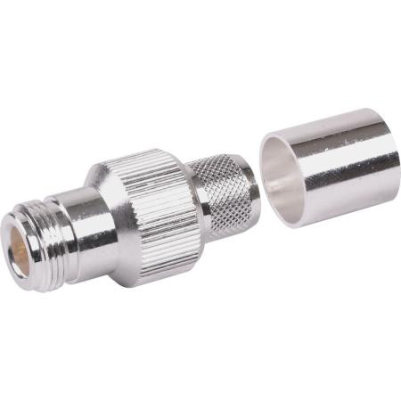 VENTEV N Female Conn, Captive Cntr Pin for 600 series cable. Strip female to 22.5mm. Center conductor to 5.0mm. Deburr and crimp with HT-336A